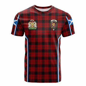 Ewing Tartan Crest Cotton T-shirt Scotland Coat of Arm Flag Style - Tartan Vibes Clothing