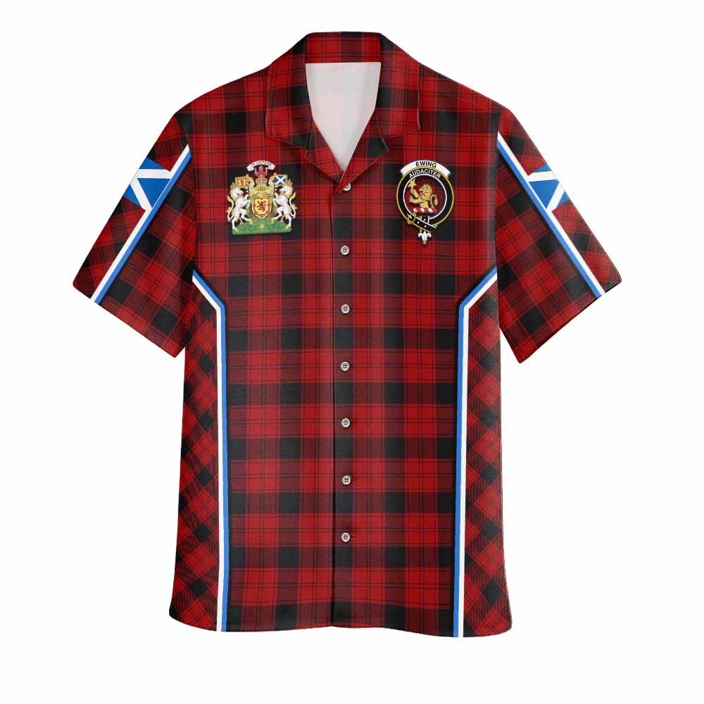 Ewing Tartan Crest Hawaiian Shirt Scotland Coat of Arm Flag Style - Tartan Vibes Clothing