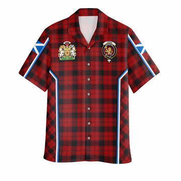 Ewing Tartan Crest Hawaiian Shirt Scotland Coat of Arm Flag Style