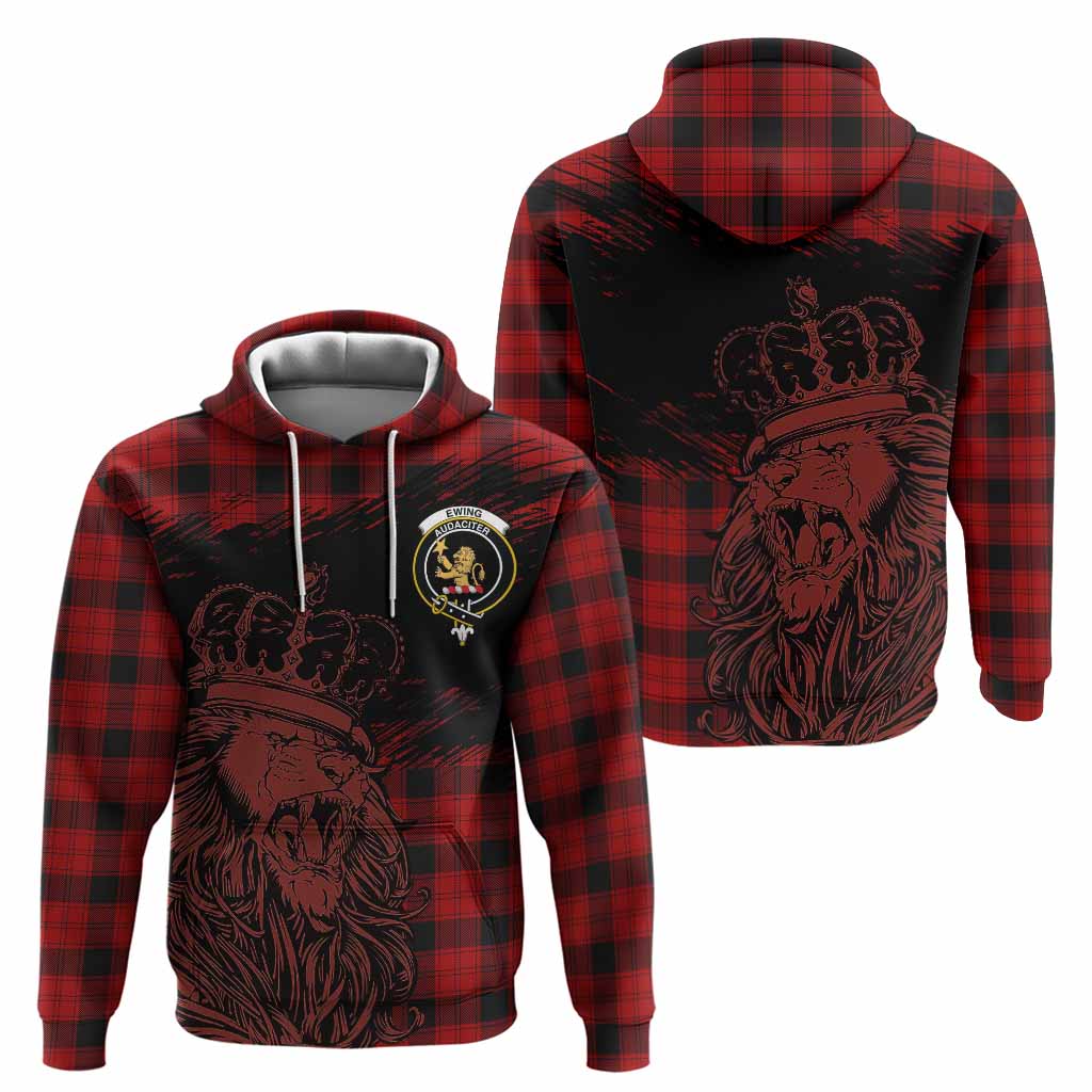 Ewing Tartan Crest Hoodie Crowned Lion Heritage Style