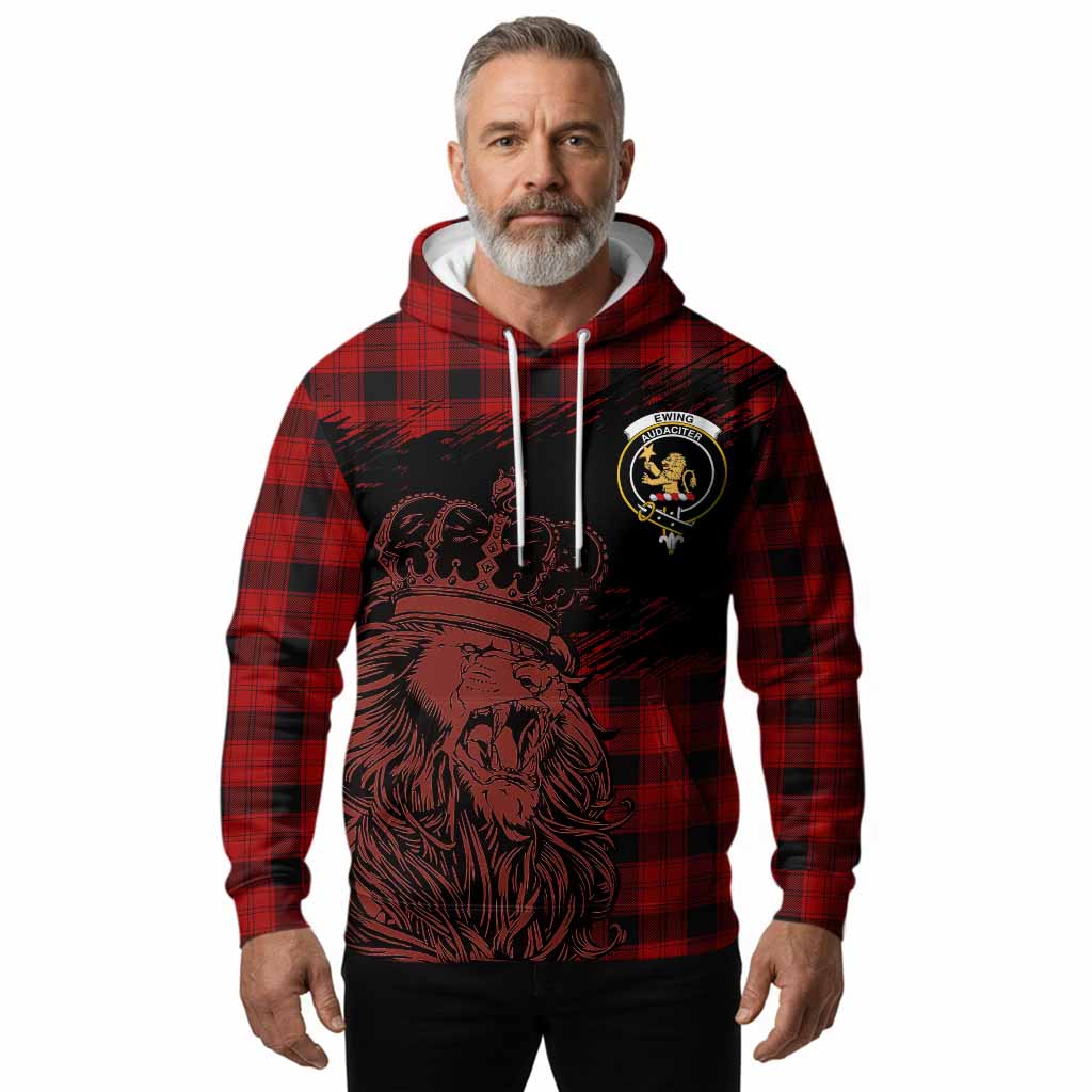Ewing Tartan Crest Hoodie Crowned Lion Heritage Style