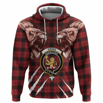Ewing Tartan Crest Hoodie Ferocious Lion Style