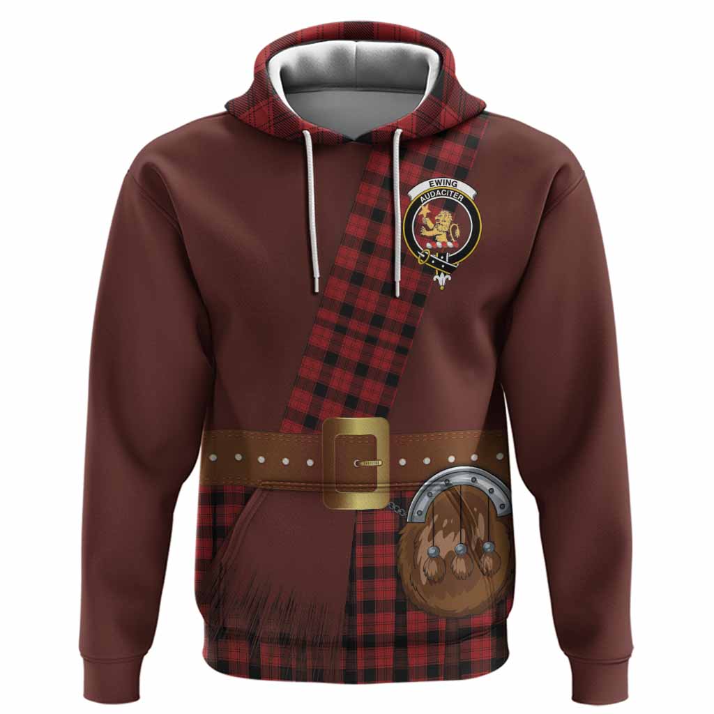 Ewing Tartan Crest Hoodie Kilt Costume Style