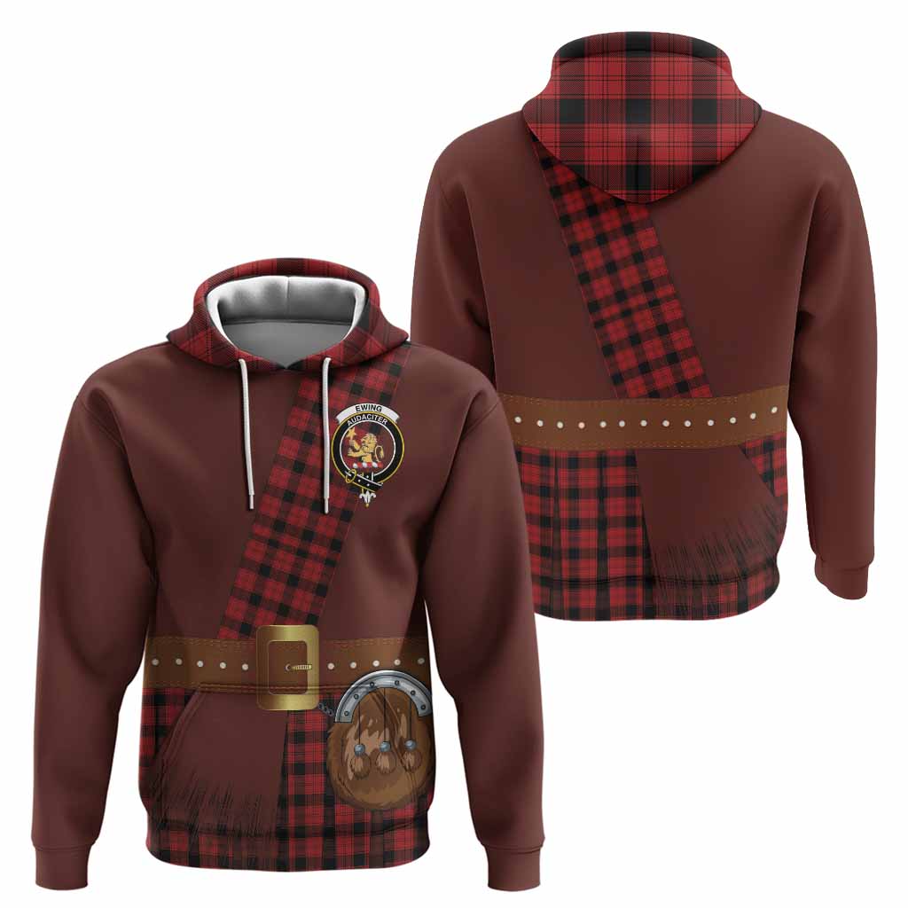 Ewing Tartan Crest Hoodie Kilt Costume Style