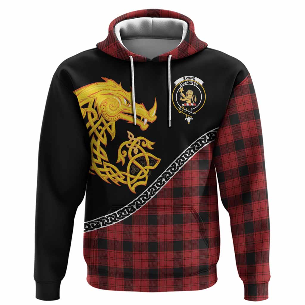 Ewing Tartan Crest Hoodie Legendary Dragon Knot Half Style