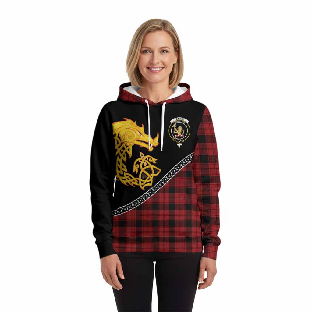 Ewing Tartan Crest Hoodie Legendary Dragon Knot Half Style