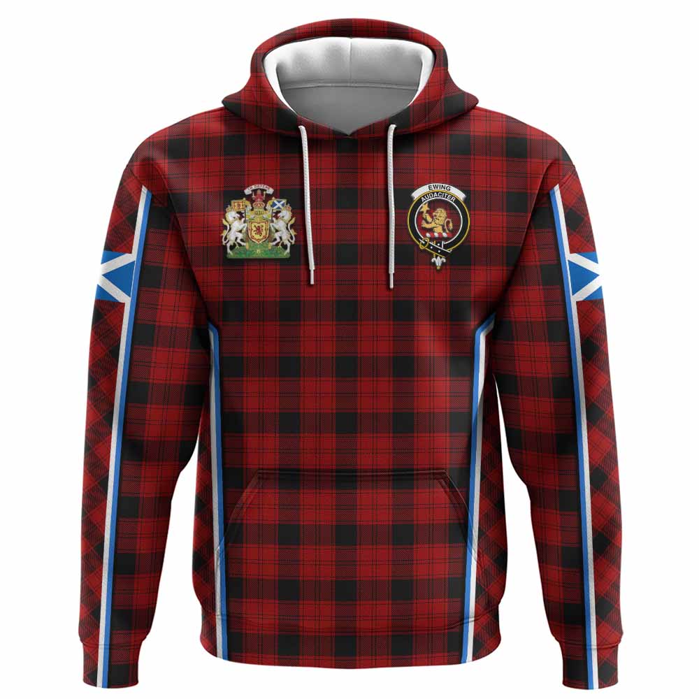 Ewing Tartan Crest Hoodie Scotland Coat of Arm Flag Style - Tartan Vibes Clothing
