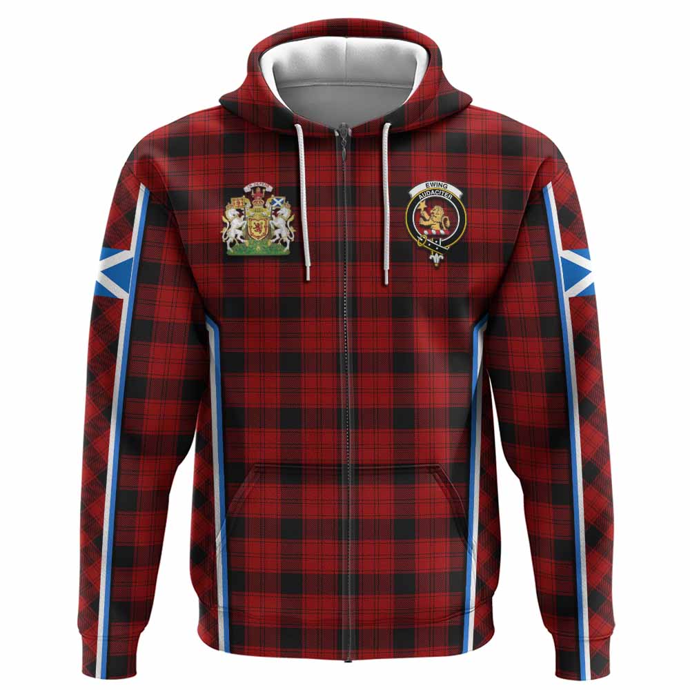 Ewing Tartan Crest Hoodie Scotland Coat of Arm Flag Style - Tartan Vibes Clothing