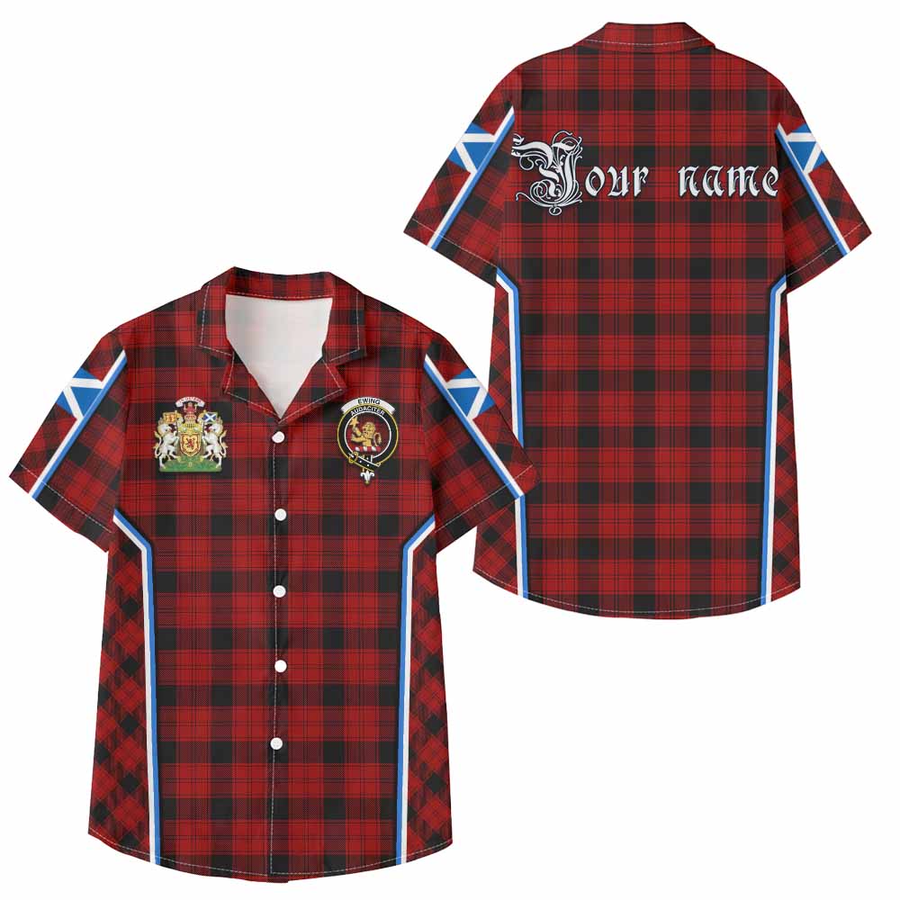 Ewing Tartan Crest Kid Hawaiian Shirt Scotland Coat of Arm Flag Style - Tartan Vibes Clothing