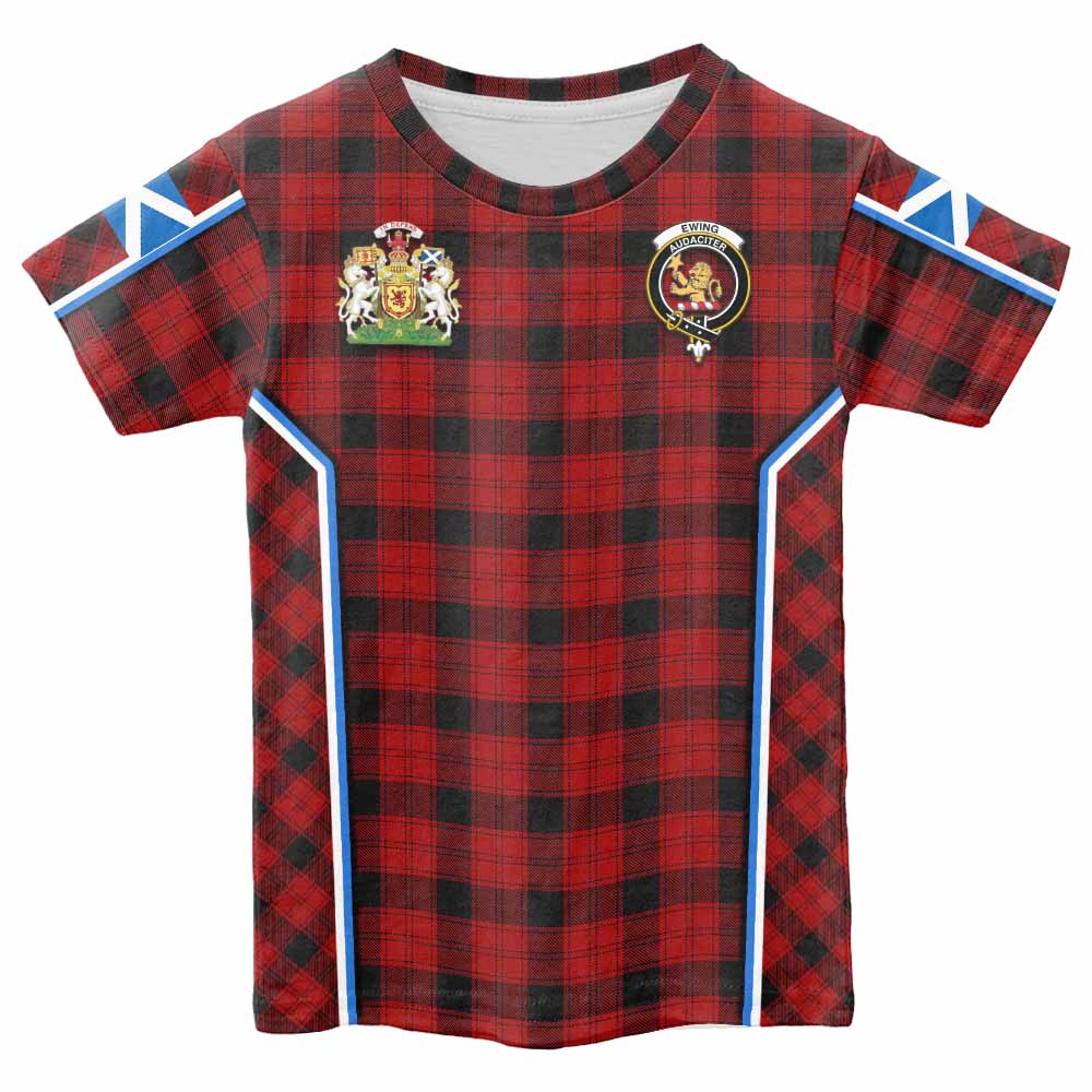 Ewing Tartan Crest Kid T-shirt Scotland Coat of Arm Flag Style - Tartan Vibes Clothing
