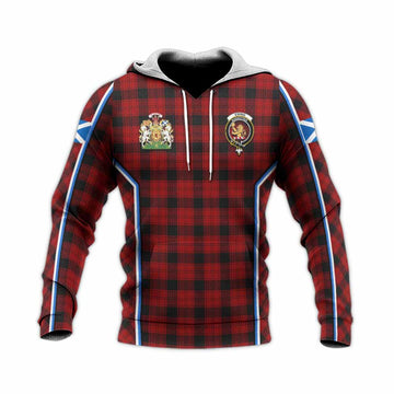 Ewing Tartan Crest Knitted Hoodie Scotland Coat of Arm Flag Style