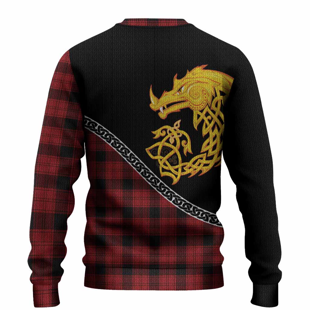 Ewing Tartan Crest Knitted Sweater Legendary Dragon Knot Half Style