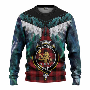 Ewing Tartan Crest Knitted Sweater New Zealand Maori Korowai Cloak