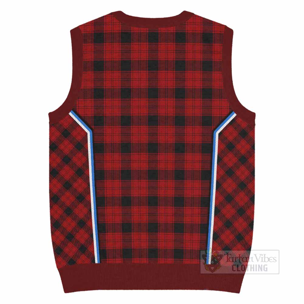 Ewing Tartan Crest Knitted V-Neck Vest Scotland Coat of Arm Flag Style - Tartan Vibes Clothing