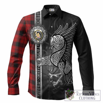 Ewing Tartan Crest Long Sleeve Button Shirts Norse Mythology Viking Odin Crow Tattoo