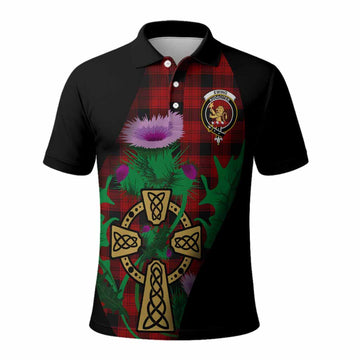 Ewing Tartan Crest Polo Shirt Celtic Cross Thistle Flowers