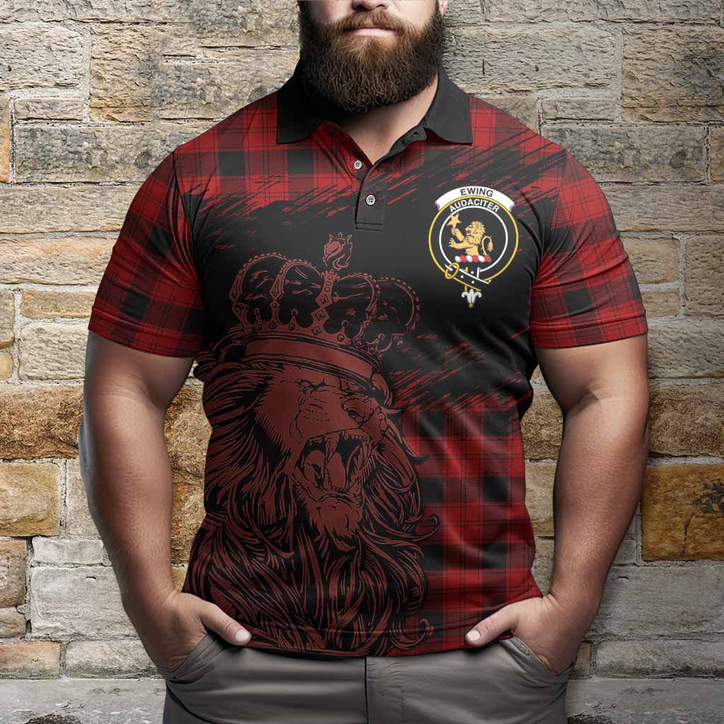 Ewing Tartan Crest Polo Shirt Crowned Lion Heritage Style