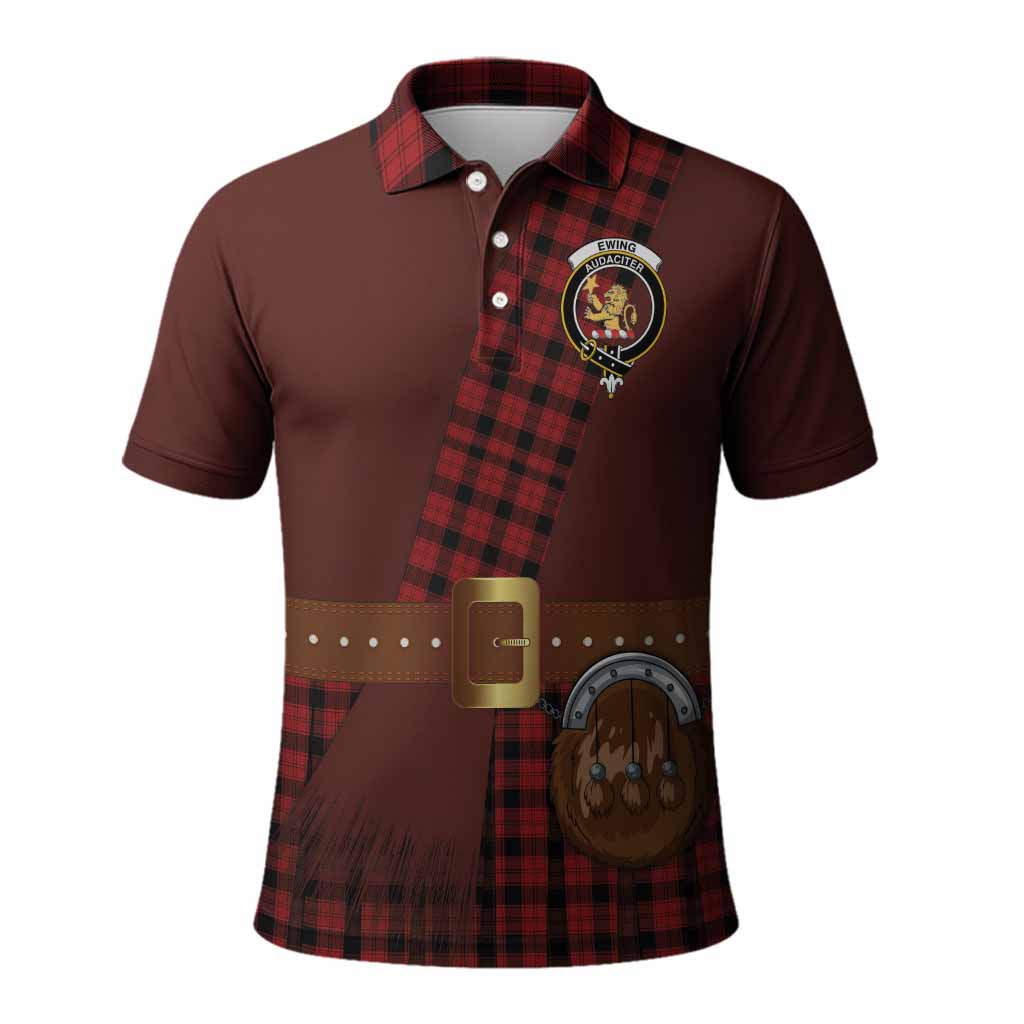 Ewing Tartan Crest Polo Shirt Kilt Costume Style
