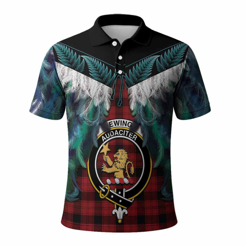 Ewing Tartan Crest Polo Shirt New Zealand Maori Korowai Cloak