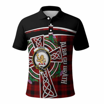 Ewing Tartan Crest Polo Shirt Scottish Thistle Celtic Cross Alba Gu Brath