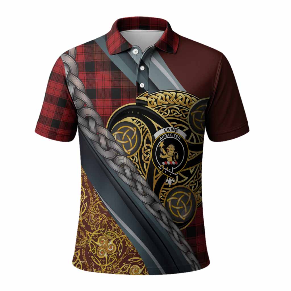 Ewing Tartan Crest Polo Shirt Scottish Triskele Celtic