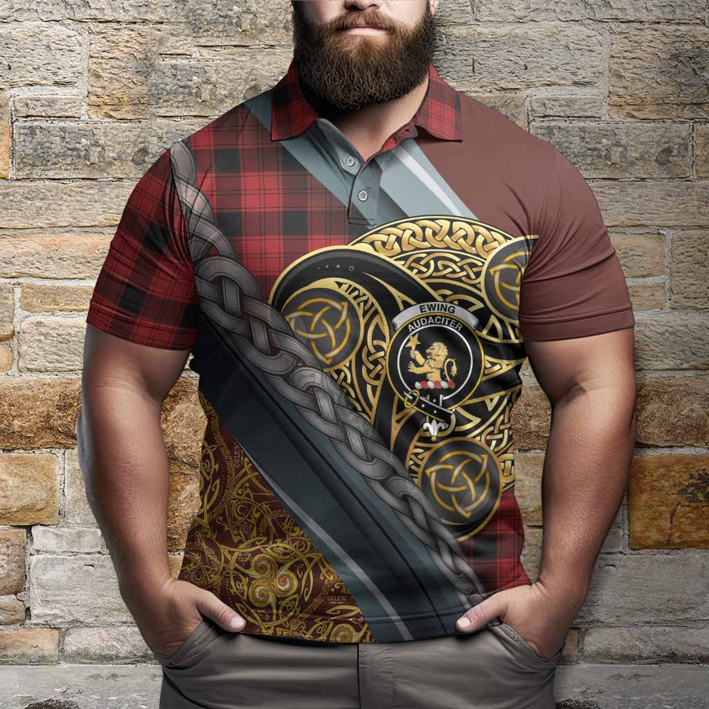 Ewing Tartan Crest Polo Shirt Scottish Triskele Celtic