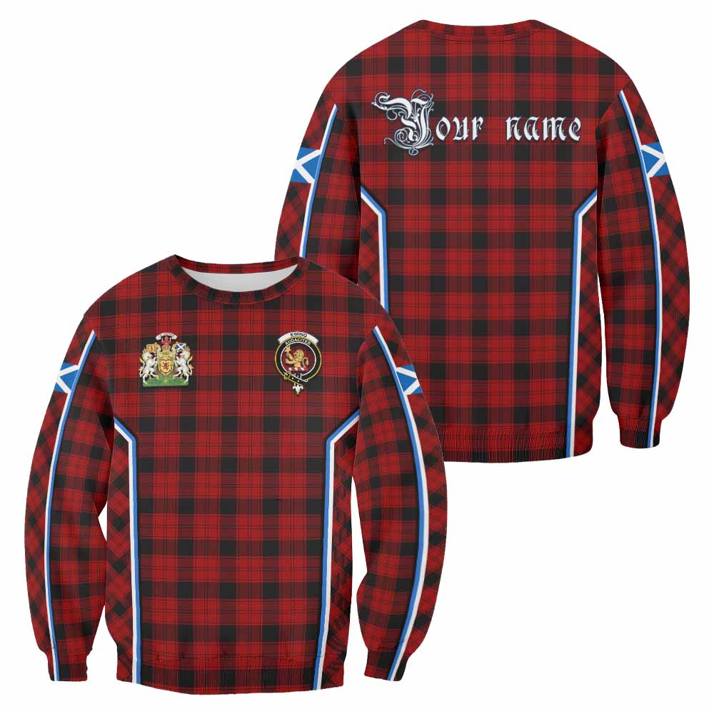 Ewing Tartan Crest Sweatshirt Scotland Coat of Arm Flag Style - Tartan Vibes Clothing