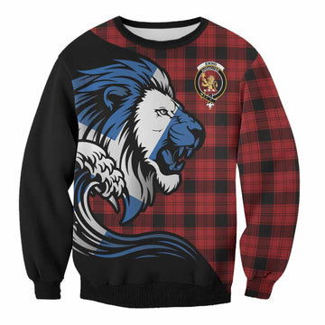 Ewing Tartan Crest Sweatshirt Scottish Golden Lions Wave Flow