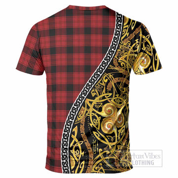 Ewing Tartan Crest T-Shirt Celtic Knot and Triple Trickle Spiral Symbols