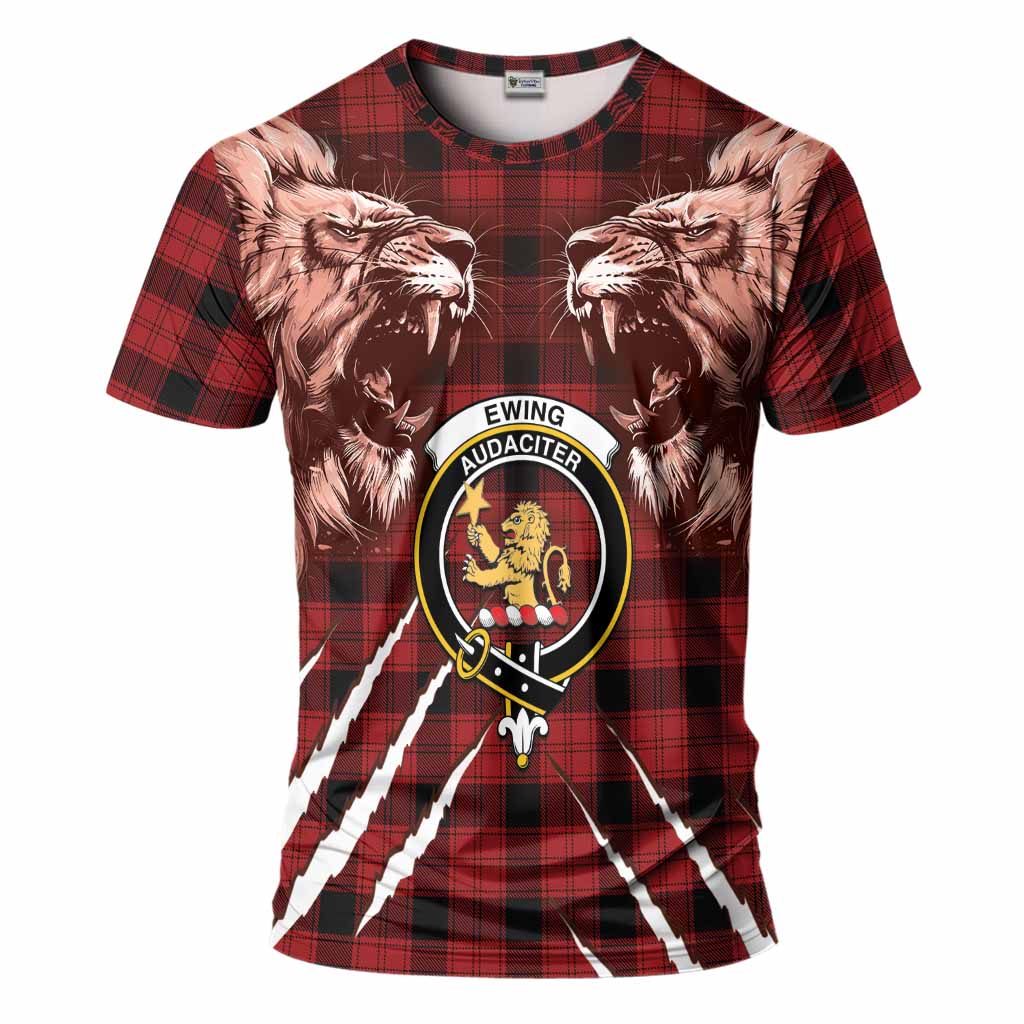 Ewing Tartan Crest T-Shirt Ferocious Lion Style