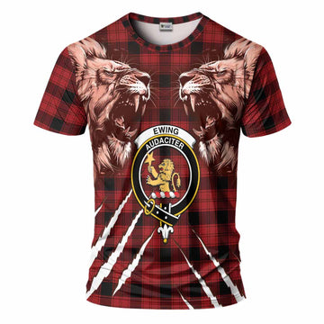 Ewing Tartan Crest T-Shirt Ferocious Lion Style