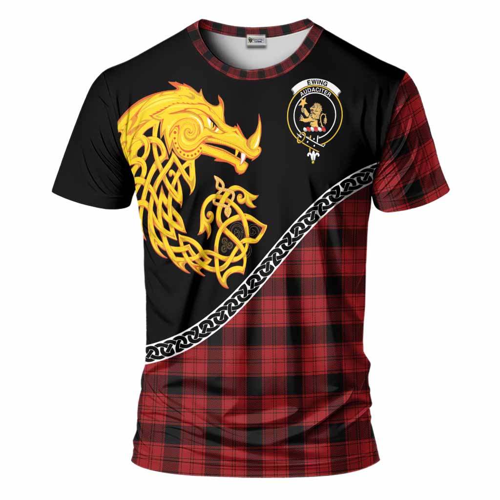 Ewing Tartan Crest T-Shirt Legendary Dragon Knot Half Style