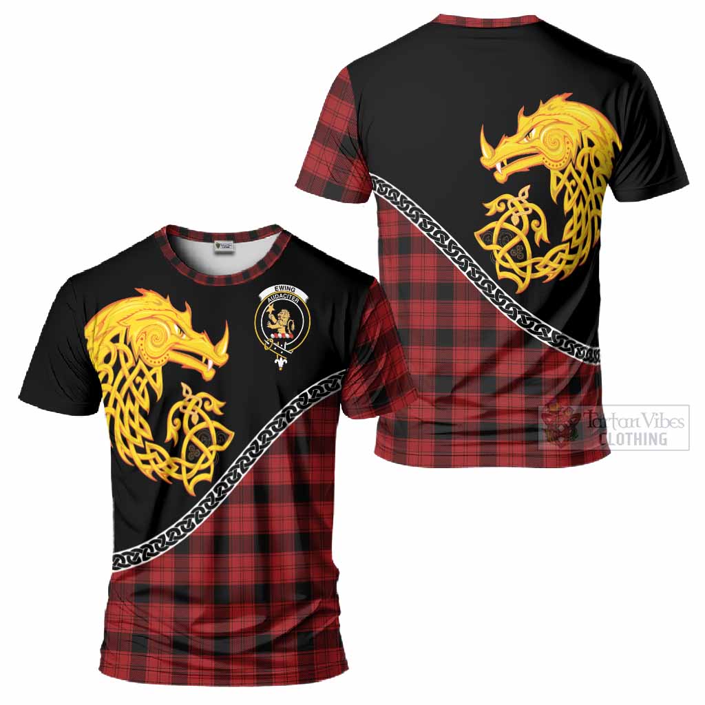 Ewing Tartan Crest T-Shirt Legendary Dragon Knot Half Style
