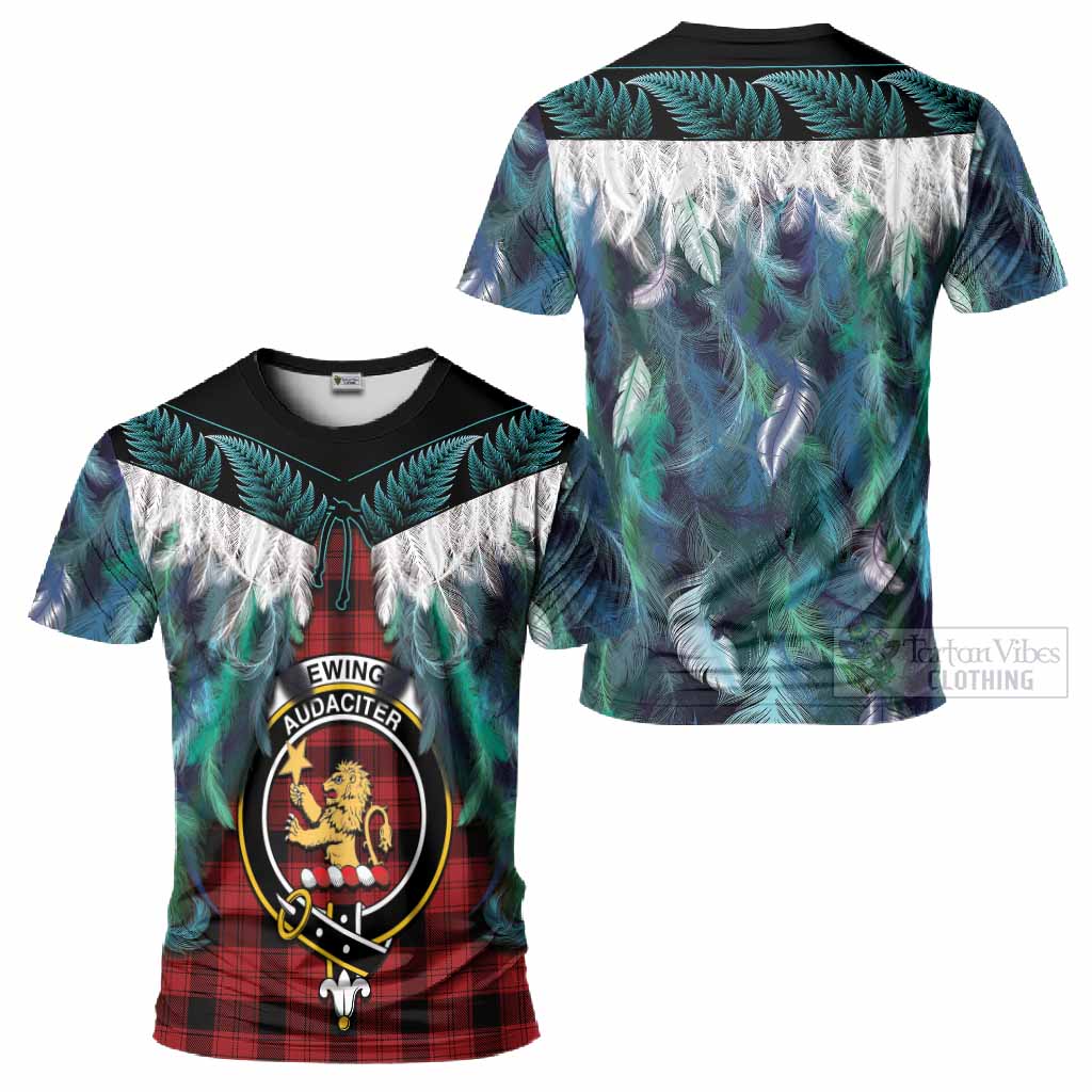 Ewing Tartan Crest T-Shirt New Zealand Maori Korowai Cloak