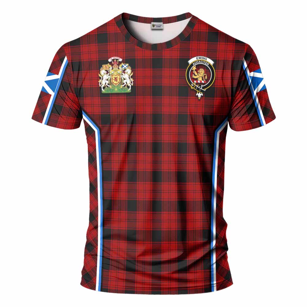 Ewing Tartan Crest T-shirt Scotland Coat of Arm Flag Style - Tartan Vibes Clothing