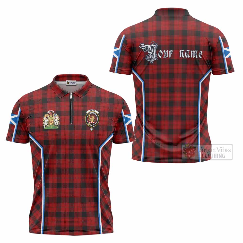 Ewing Tartan Crest Zipper Polo Shirt Scotland Coat of Arm Flag Style - Tartan Vibes Clothing