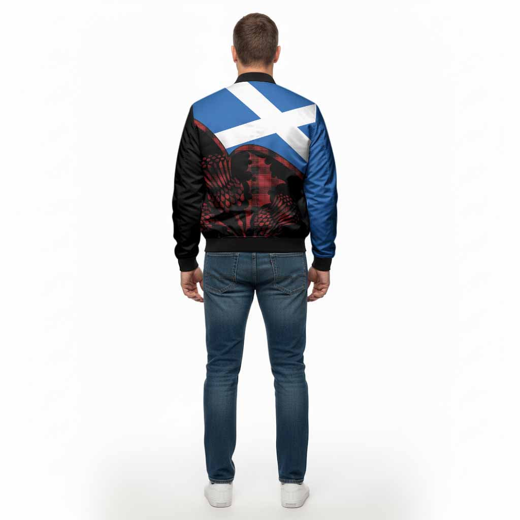 Ewing Tartan Family Crest Bomber Jacket Scotland Thistle Floral Flag Style