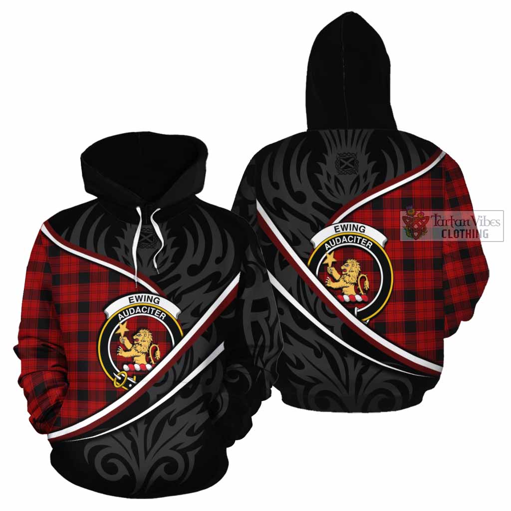 Ewing Tartan Family Crest Cotton Hoodie Celtic Scottish Thistle Floral - Tartan Vibes Clothing