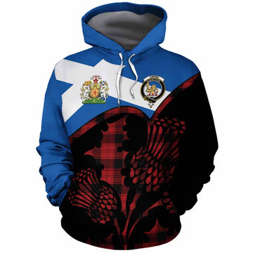 Ewing Tartan Family Crest Cotton Hoodie Scotland Thistle Floral Flag Style