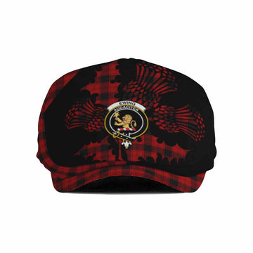 Ewing Tartan Family Crest Flat Cap, Jeff Cap Scotland Thistle Floral
