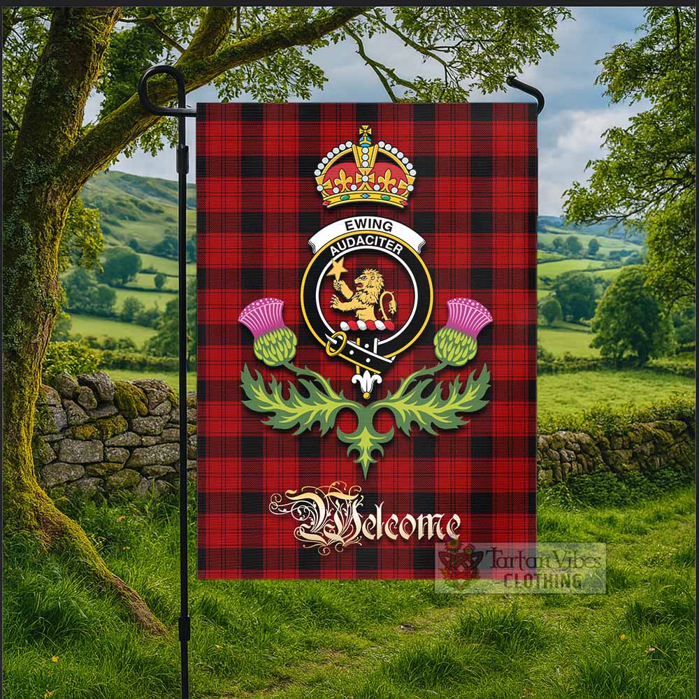 Ewing Tartan Family Crest Garden Flag Royal Thistle Welcome Style - Tartan Vibes Clothing
