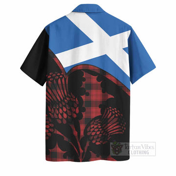 Ewing Tartan Family Crest Hawaiian Shirt Scotland Thistle Floral Flag Style