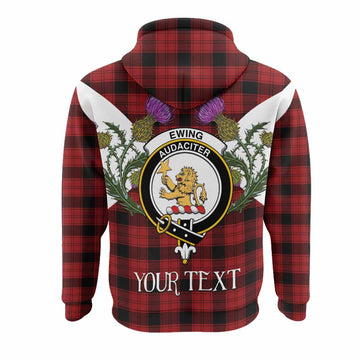 Ewing Tartan Family Crest Hoodie Scottish Burns Night Thistle Floral