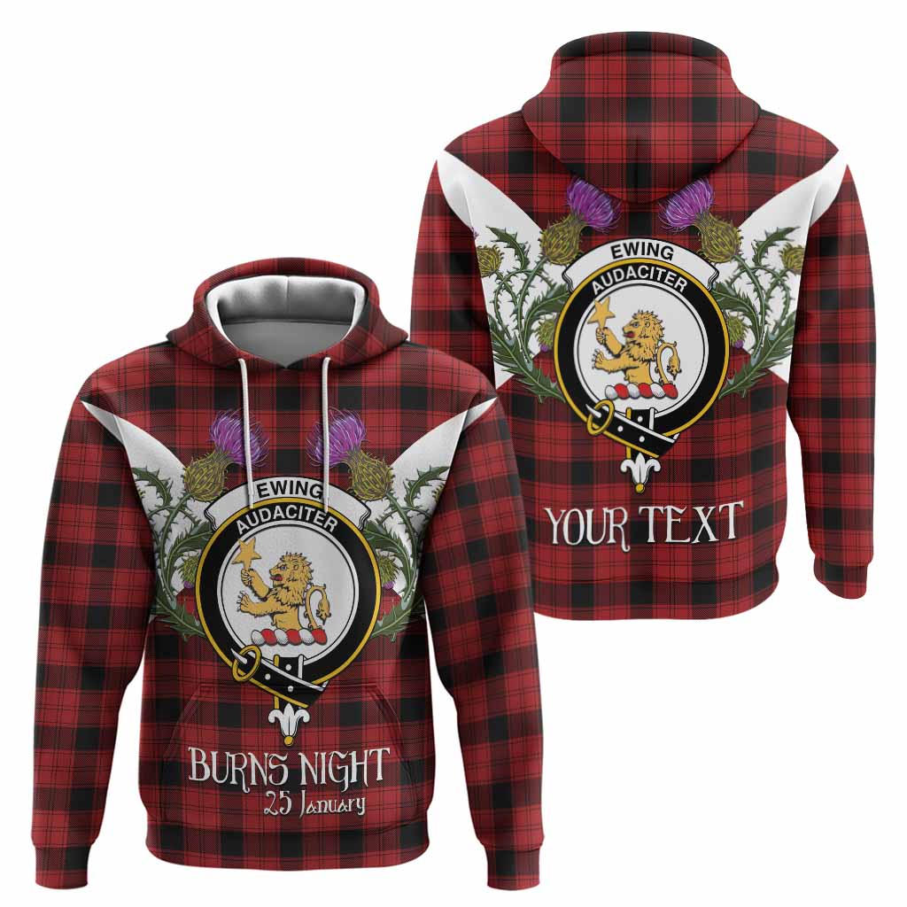 Ewing Tartan Family Crest Hoodie Scottish Burns Night Thistle Floral