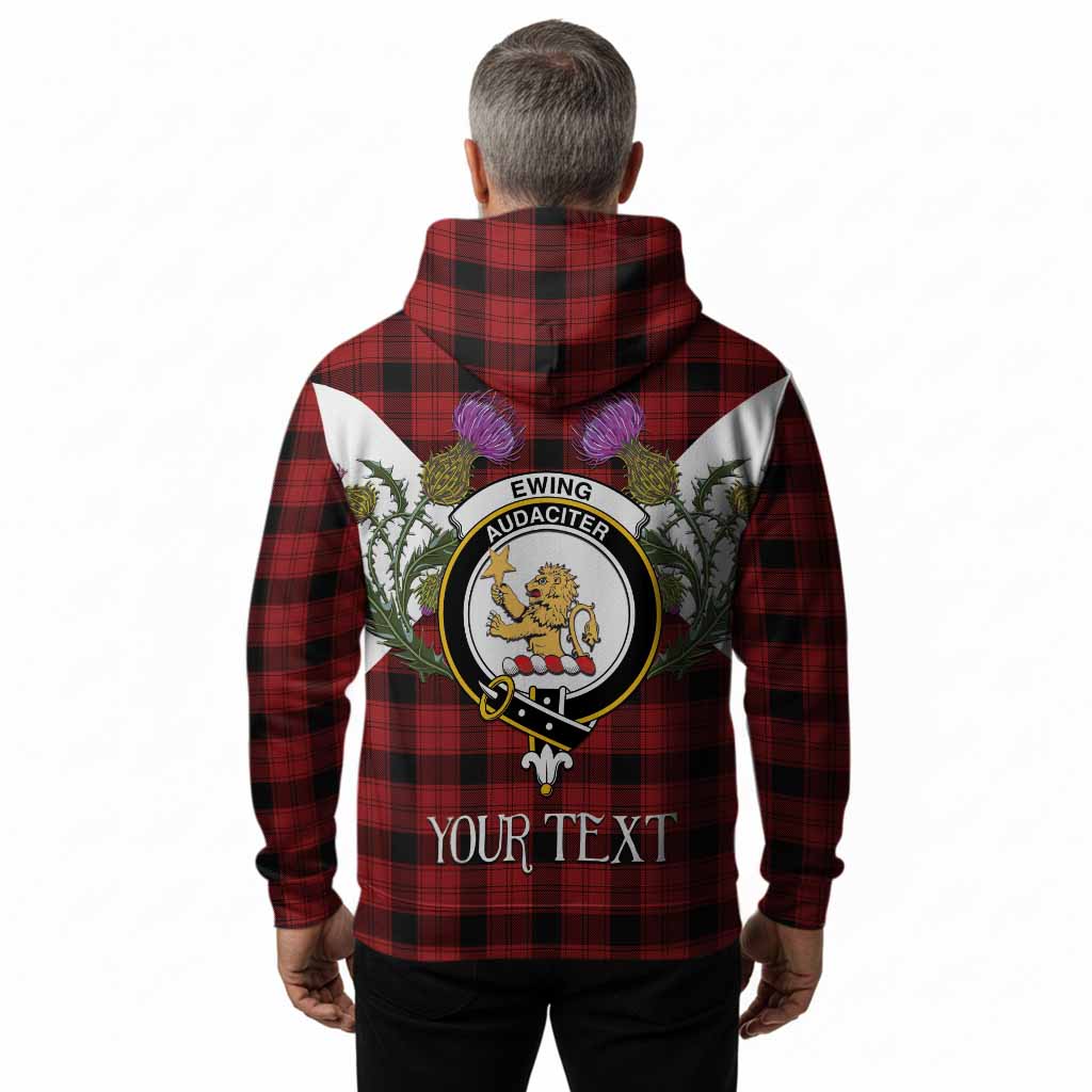 Ewing Tartan Family Crest Hoodie Scottish Burns Night Thistle Floral