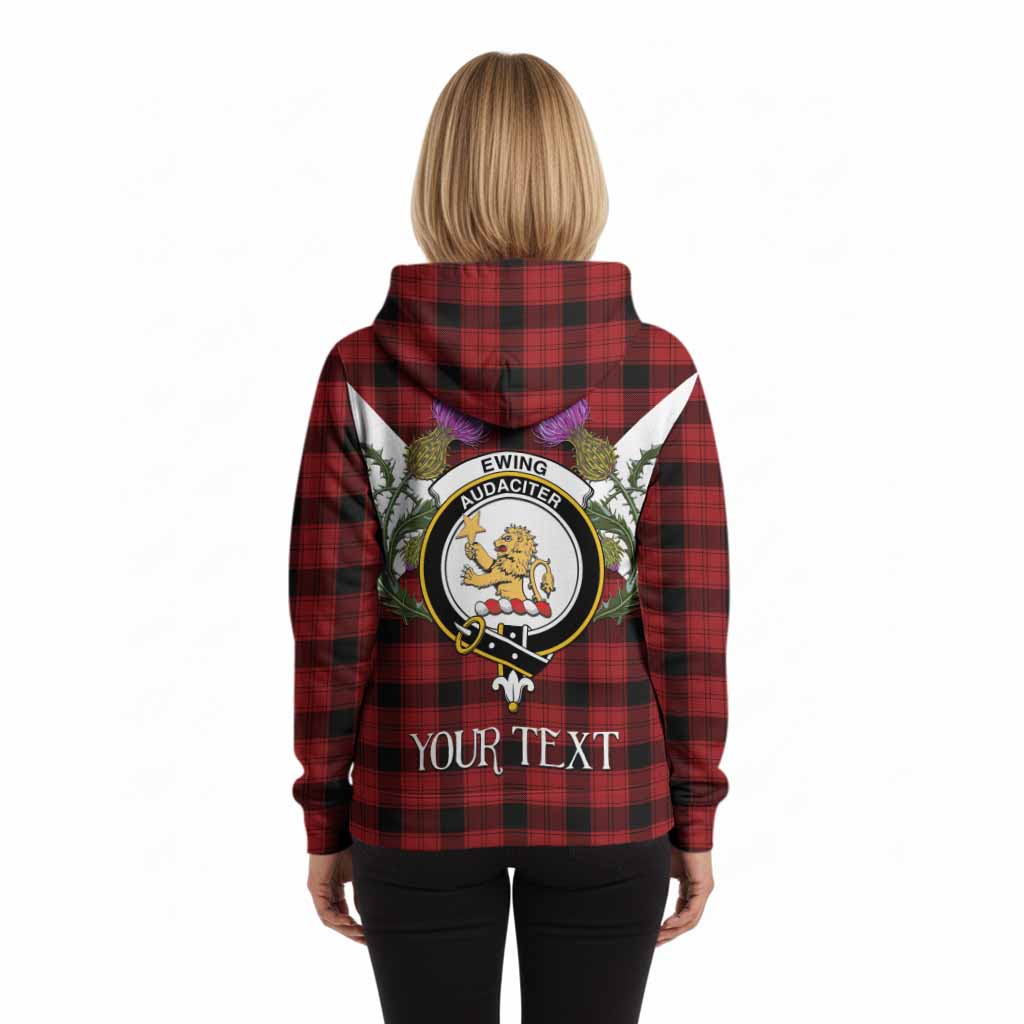 Ewing Tartan Family Crest Hoodie Scottish Burns Night Thistle Floral