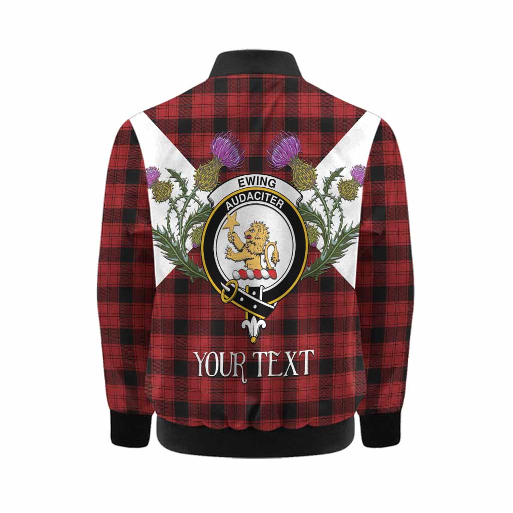 Ewing Tartan Family Crest Kid Bomber Jacket Scottish Burns Night Thistle Floral