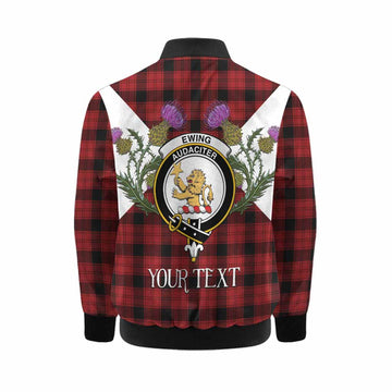Ewing Tartan Family Crest Kid Bomber Jacket Scottish Burns Night Thistle Floral
