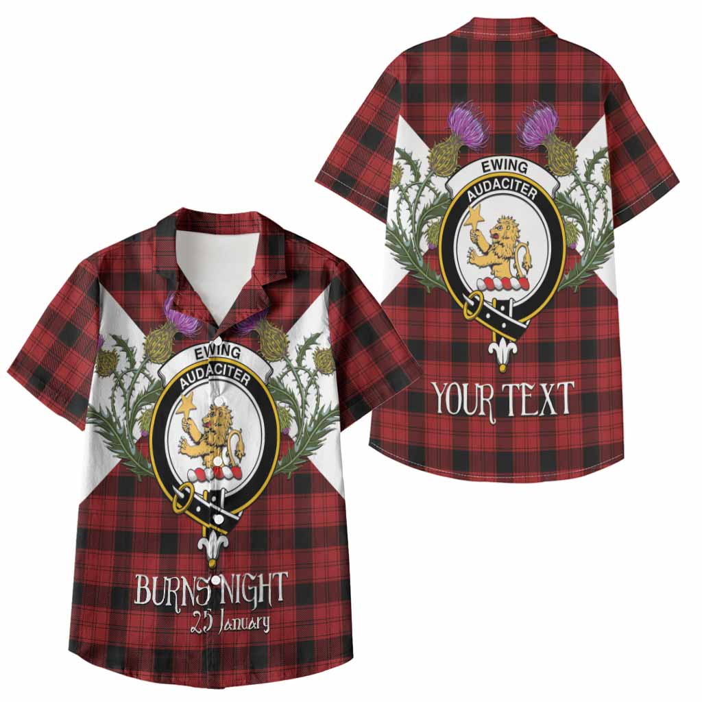 Ewing Tartan Family Crest Kid Hawaiian Shirt Scottish Burns Night Thistle Floral