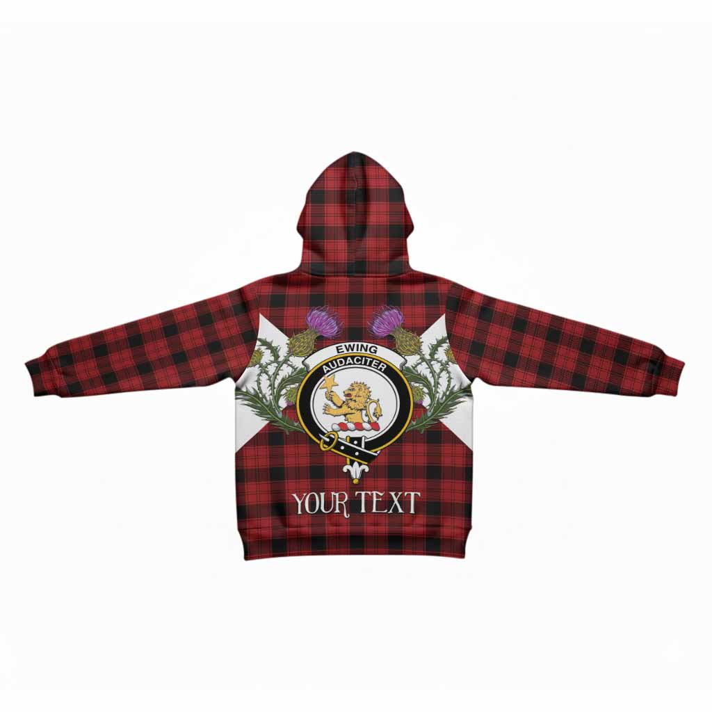 Ewing Tartan Family Crest Kid Hoodie Scottish Burns Night Thistle Floral